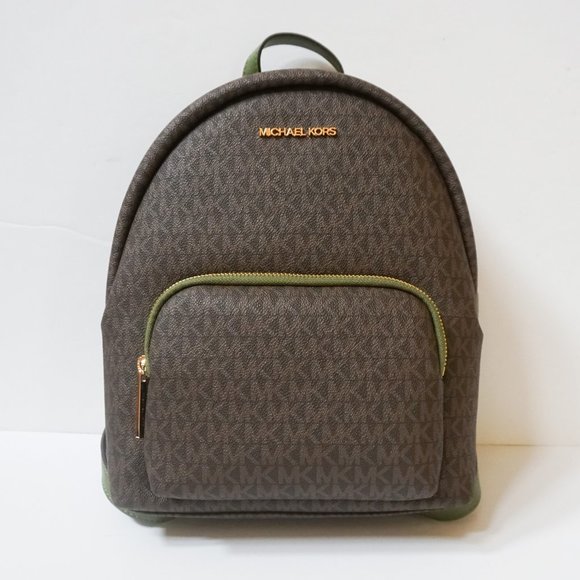 Michael Kors Medium Backpack MK Brown Green - Picture 2 of 11